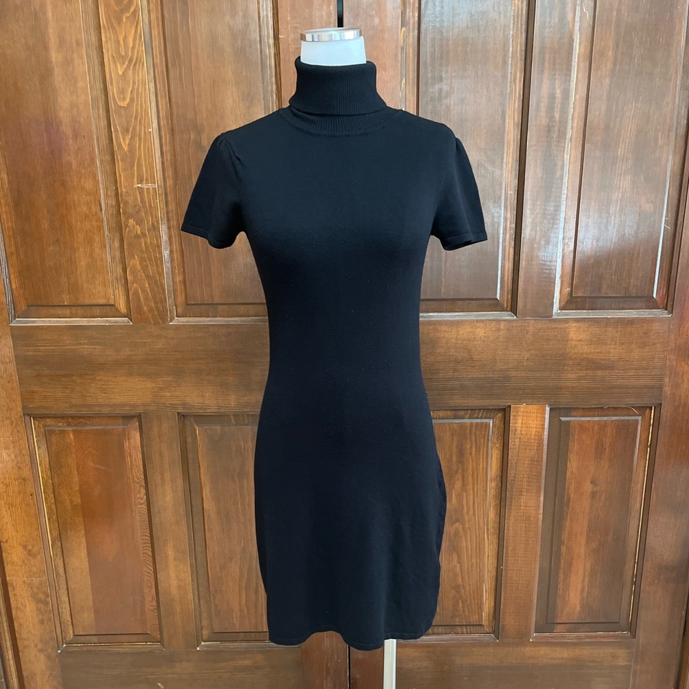 American Rag Keyhole Sweater Turtleneck Dress Black
